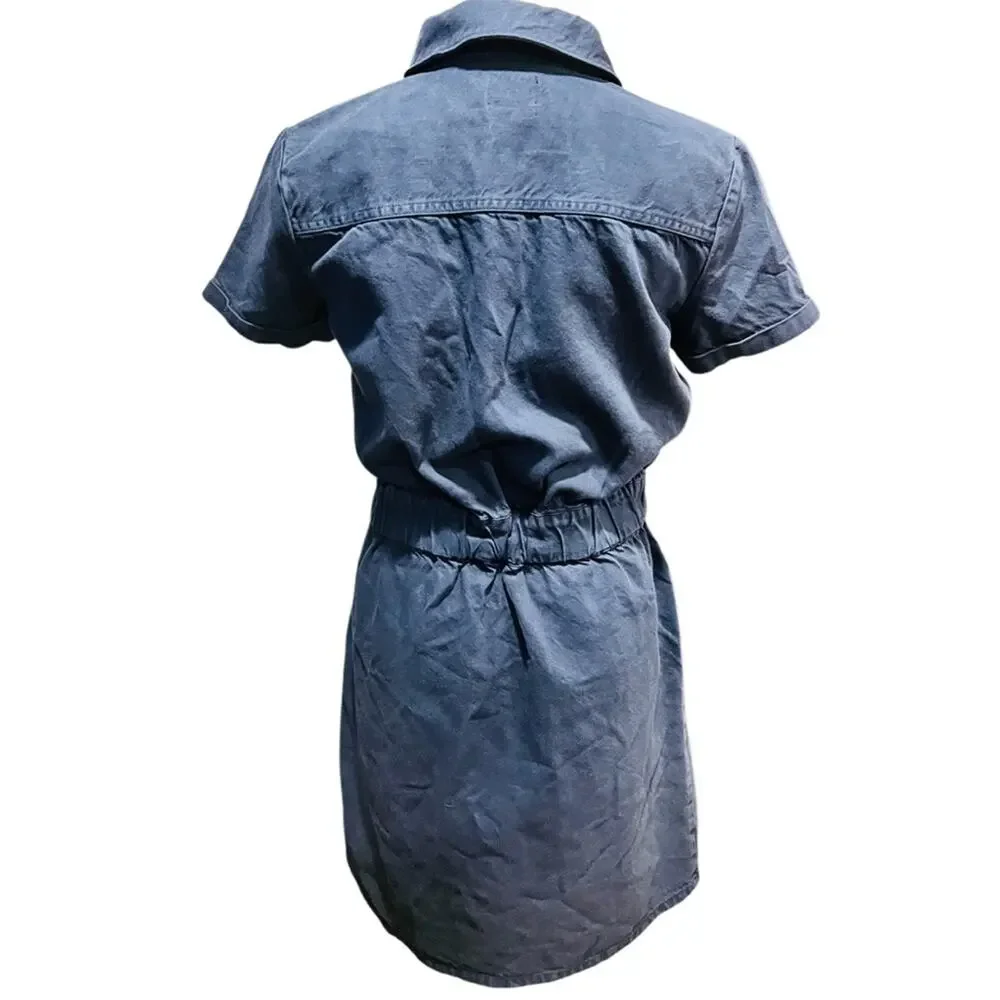 J.Crew Dress Women Blue Navy Half Front Zip Chino Utility Dress Size 4